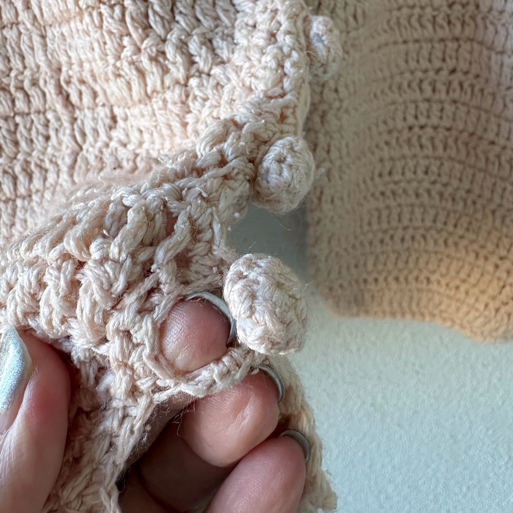 Vintage Jennifer Reed Knitted‎ by Hand Cream Size M Side Buttons Silk Blend Crop - Picture 9 of 13
